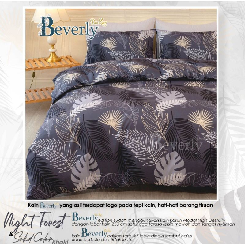Sprei Katun Lokal / Sprei Motif night Forest warna hitam daun monstera Merk Beverly / Sprei Homemade