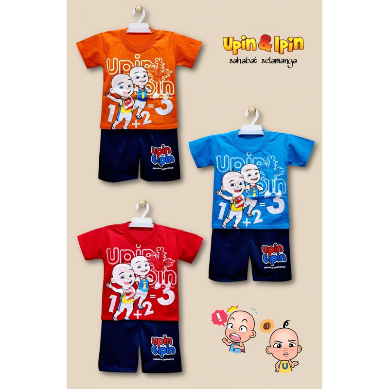 Setelan Upin Ipin anak laki laki / Baju Upin ipin Anak Lengan Pendek premium