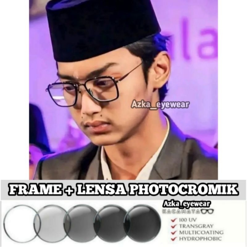 Frame Kacamata Gus Azmi ( Unisex ) | Bisa req minus Clynder Dan Normal | paket photocromic | lensa a