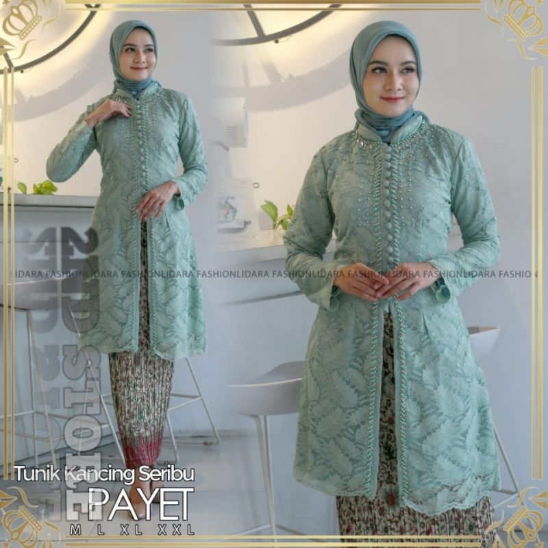 SET TUNIK PAYET MUTIARA/TUNIK KANCING PAYET/TUNIK BROKAT/KEBAYA MODERN KEBAYA PESTA