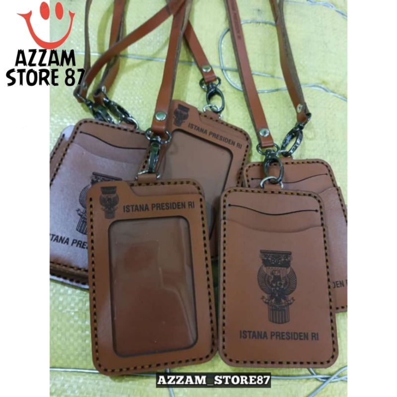 

Holder ID Card Kulit Asli Tali Lanyard Name Tag Logo Istana Presiden Ri