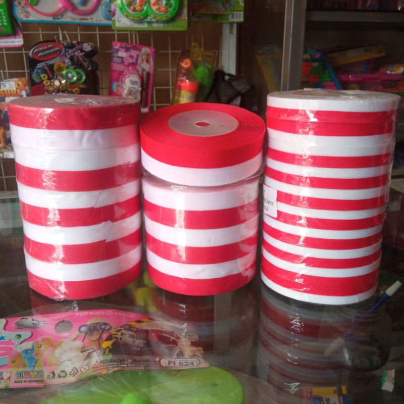 

Pita merah putih ukuran ½ dan 1 inch