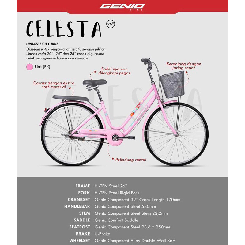 Sepeda City Bike Genio 26 inch Celesta