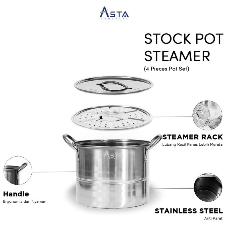 Stock pot steamer asta
