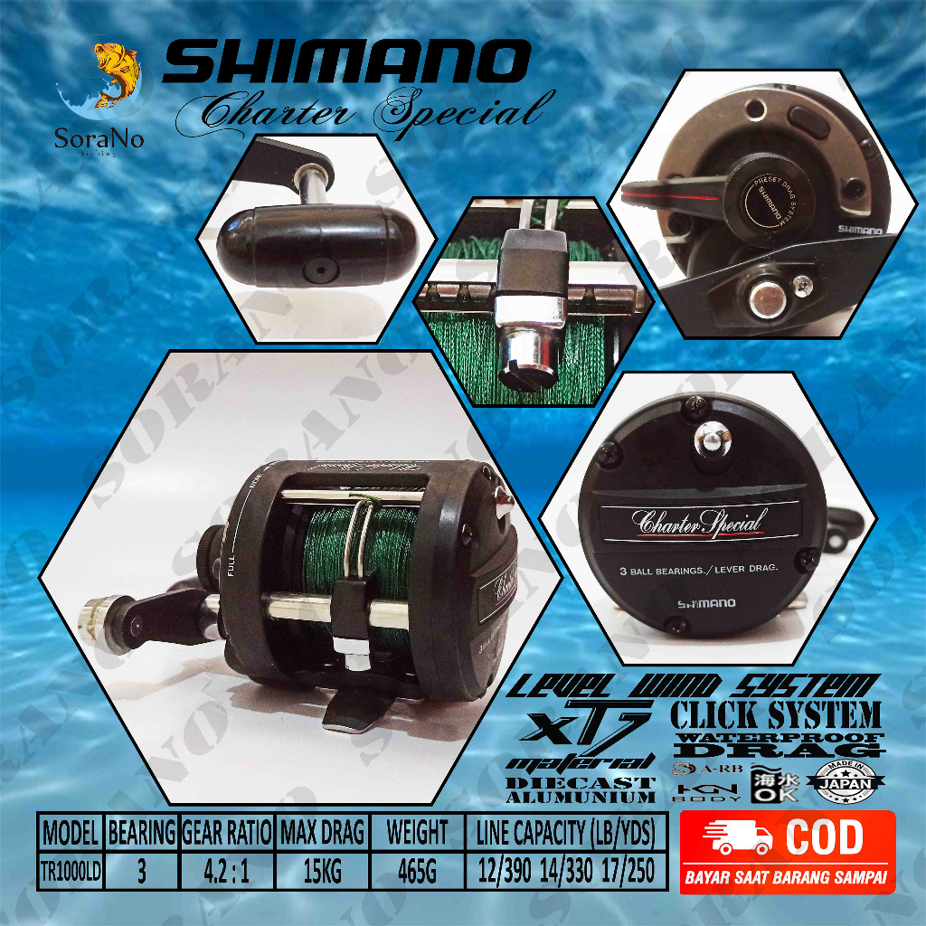REEL SECOND | REEL PANCING TROLLING SHIMANO CHARTER SPECIAL TR1000LD | MADE IN JAPAN | REEL TROLLING