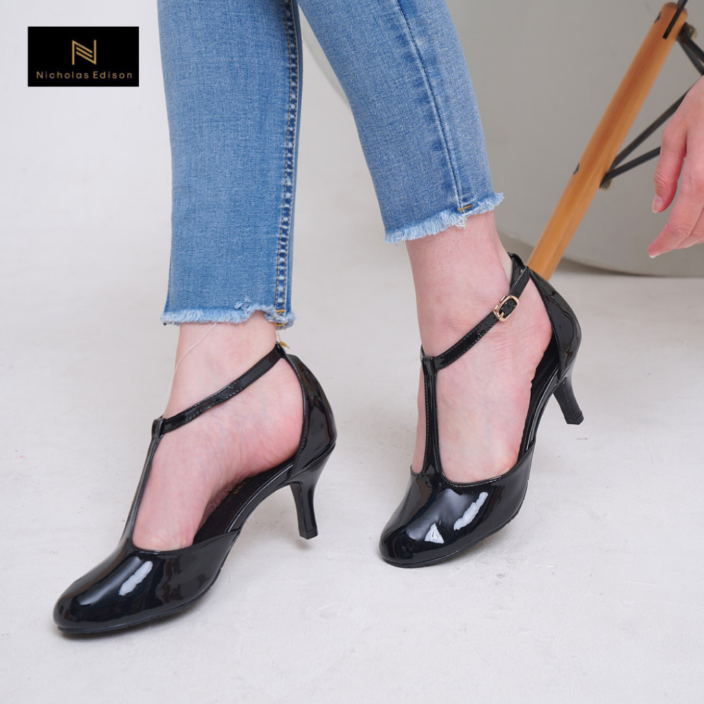 Nicholas Edison Sandal Heel Viola Sepatu Heels Formal Glossy