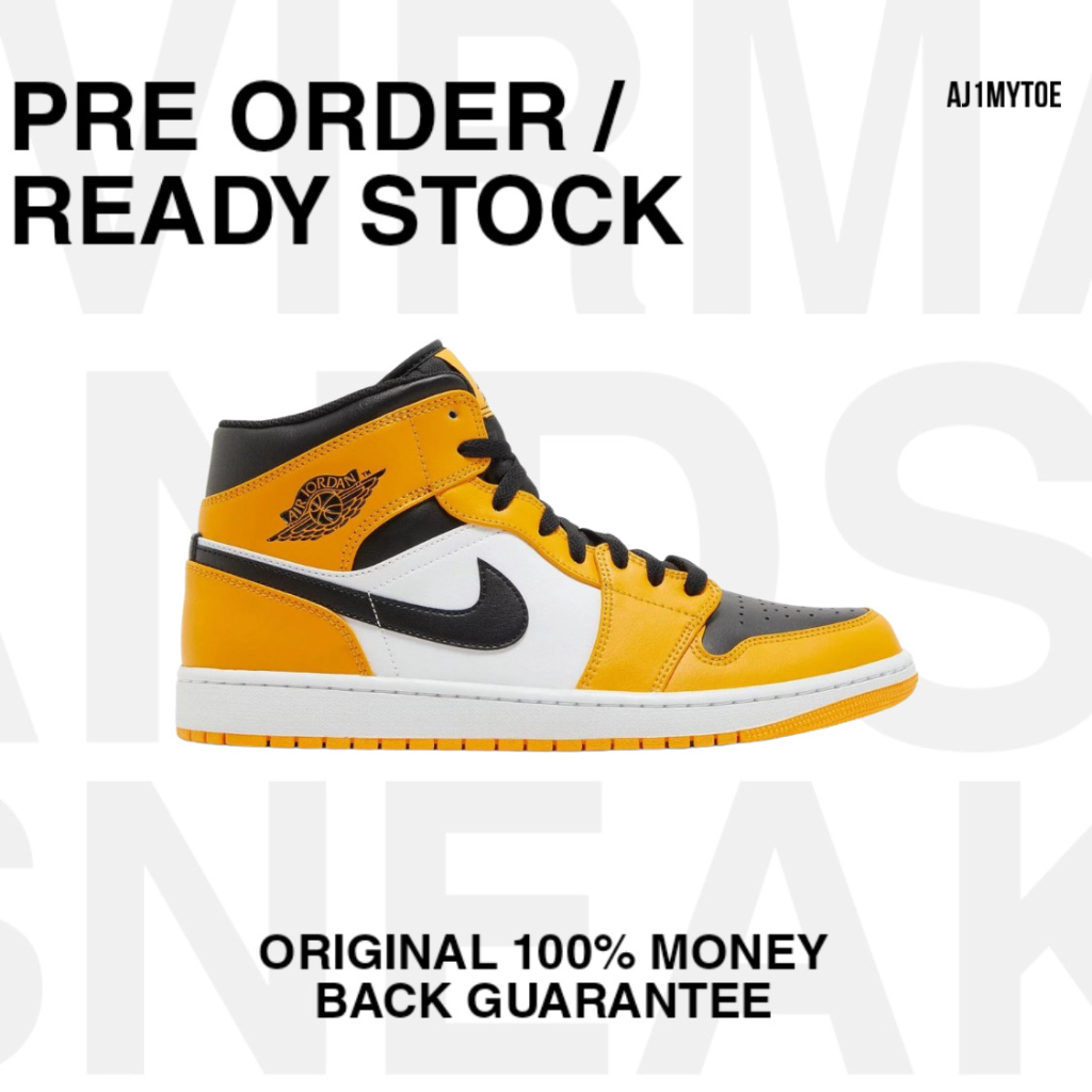 NIKE AIR JORDAN 1 MID YELLOW TOE TAXI [ MENS ] ORIGINAL 100% TERBARU TERMURAH TERLARIS SEPATU PRIA W