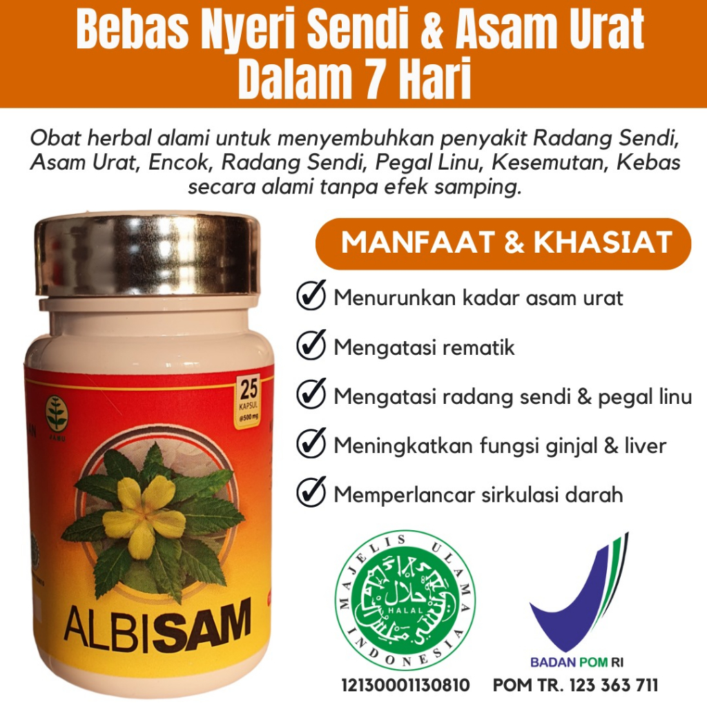 Kapsul Herbal Asam Urat Reumatik Nyeri Sendi Albisam