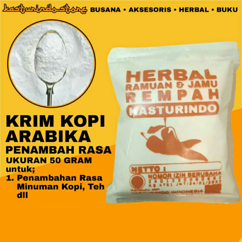 

Bubuk Krim Kopi ArabikaPenambah Rasa Ukuran Isi 50 Gram Rempah Rempah