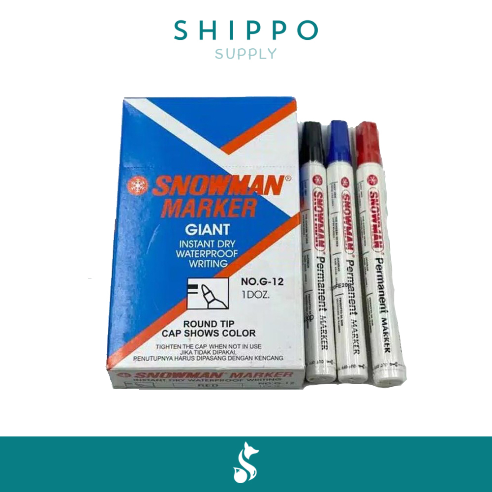 

Shippo Supply - Snowman Spidol Permanen G12 Warna HITAM BIRU MERAH / Permanent Marker