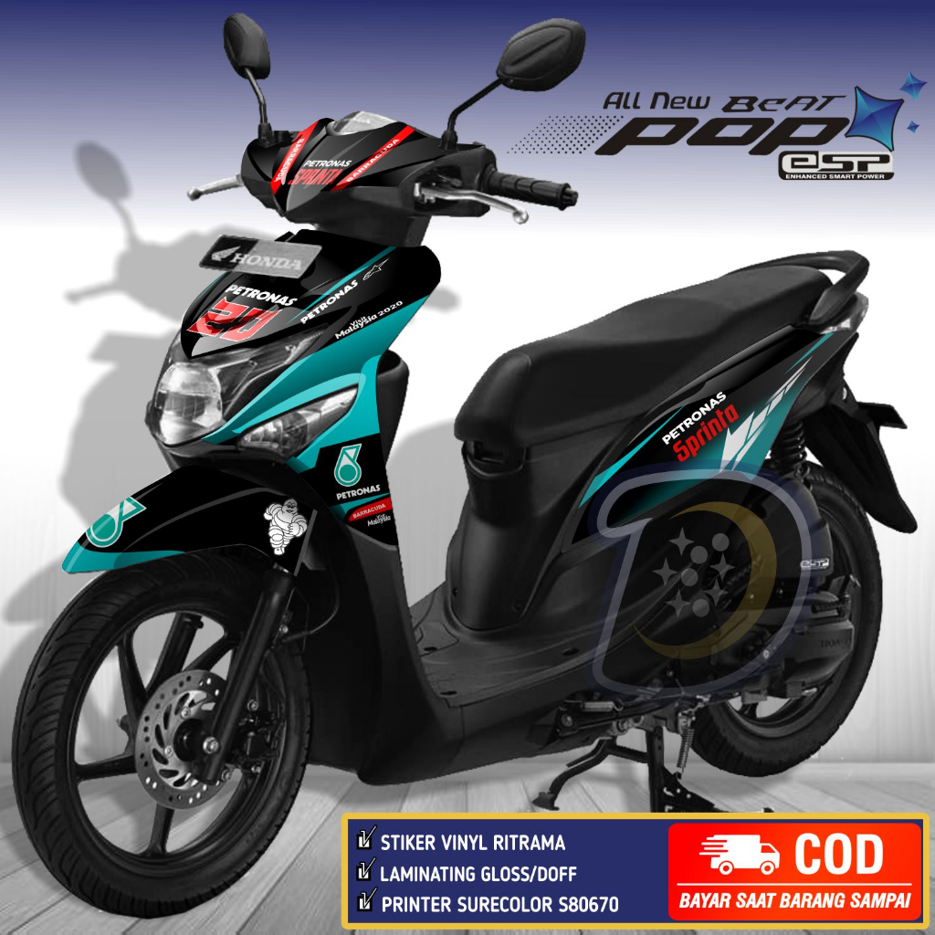 Decal Motor Beat Pop Striping Beat pop Stiker Honda Beat Pop Petronas