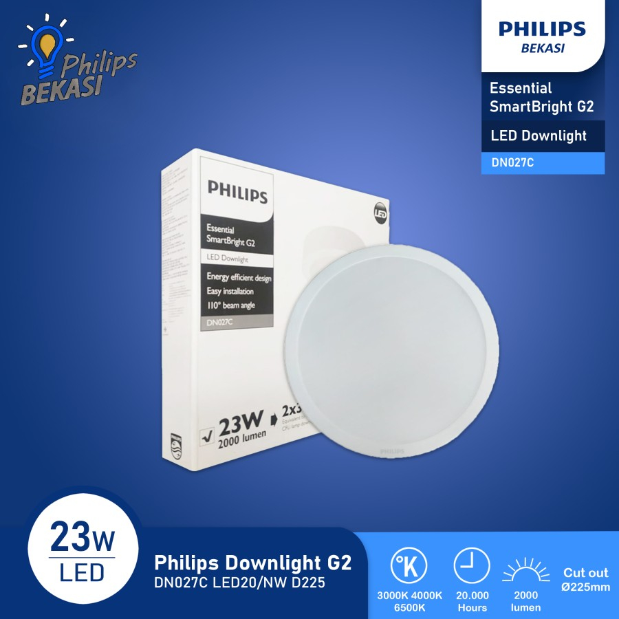 Philips Lampu Downlight Outbow LED20 DN027C 23W D225