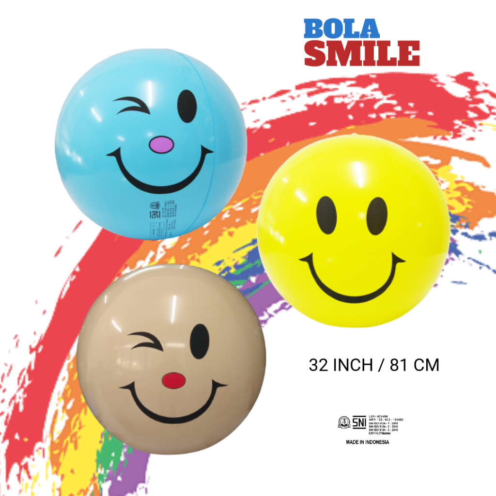 Mainan anak Balon Tiup Bola Smile 32 inch Premium Pvc Sni Best Seller