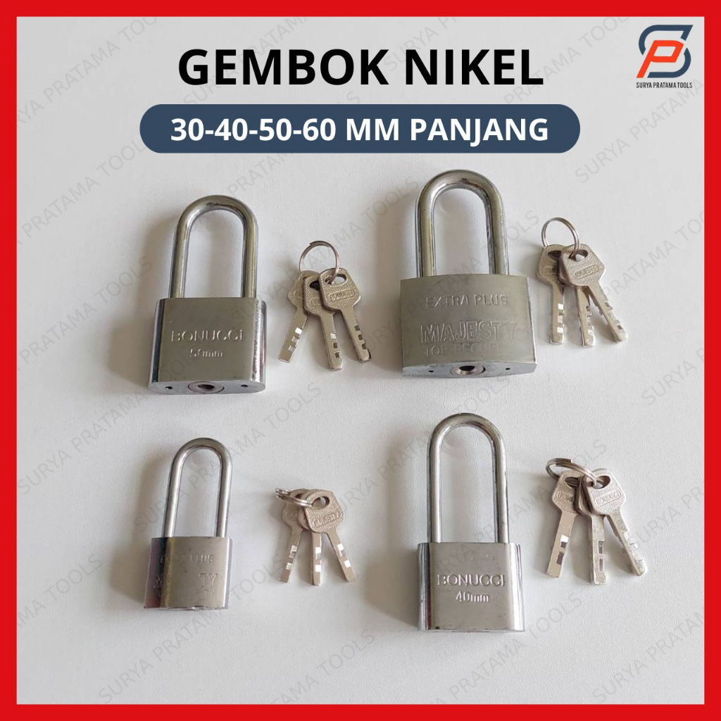 Gembok Nikel Panjang 30mm 40mm 50mm 60mm 30 40 50 60 mm Gembok Nekel Pintu Pagar