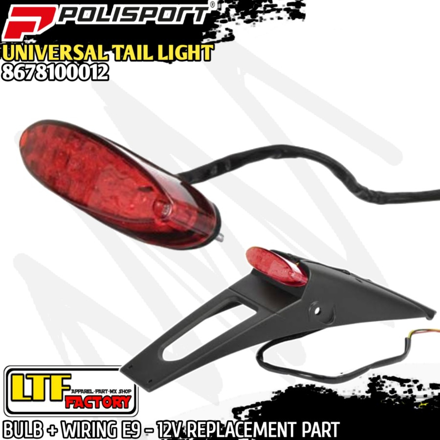 POLISPORT UNIVERSAL LED BULB WITH LICENCE PLATE LIGHT WIRING REPLACEMENT PART TAIL LIGHT E9 12 V - L