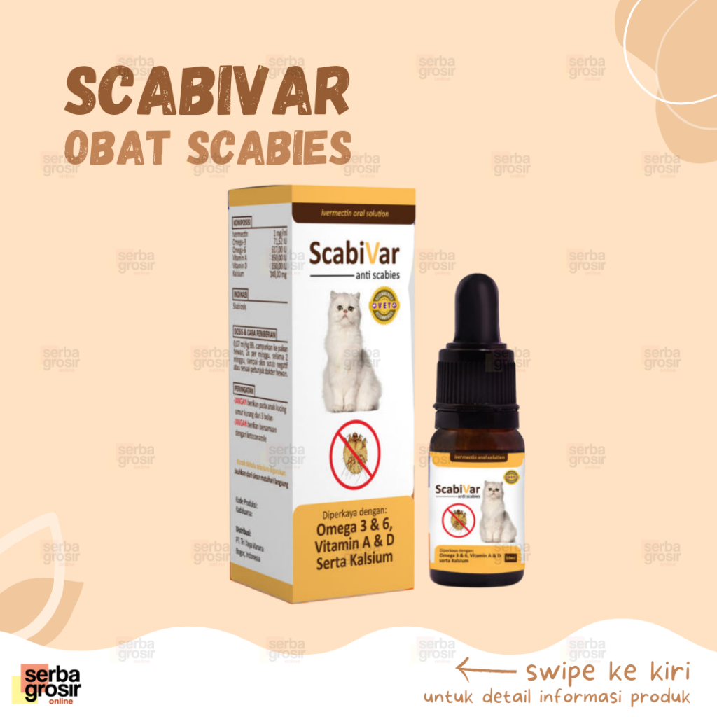 SCABIVAR Obat Scabies Kucing Kelinci Penyakit Kulit Kudis Hewan Oral