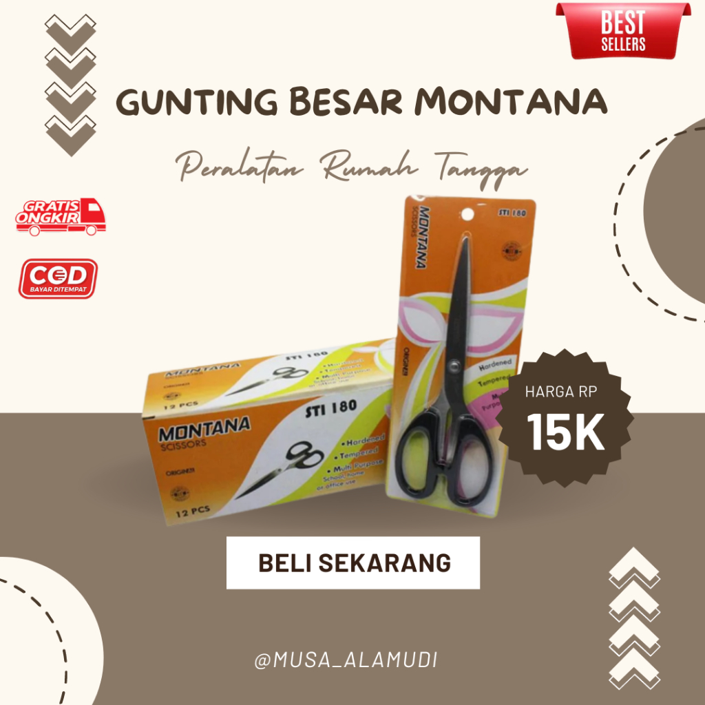 

Gunting Origami Besar Montana STI 180 Original Kertas,Kain Dan Rambut