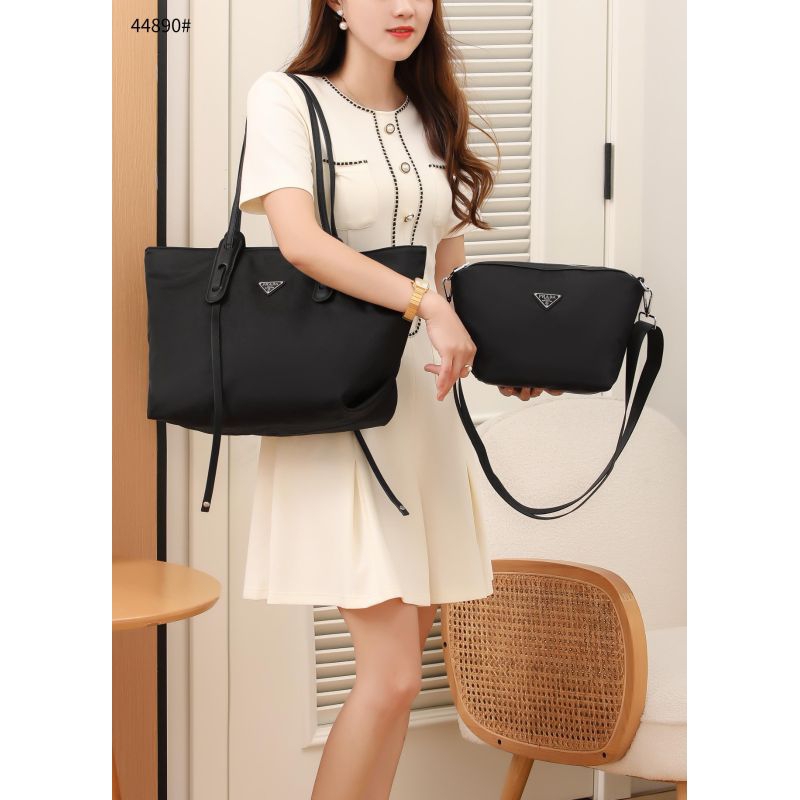 Tas wanita cantik impor Prada nylon tote shoulder bag in black kualitas bagus murah