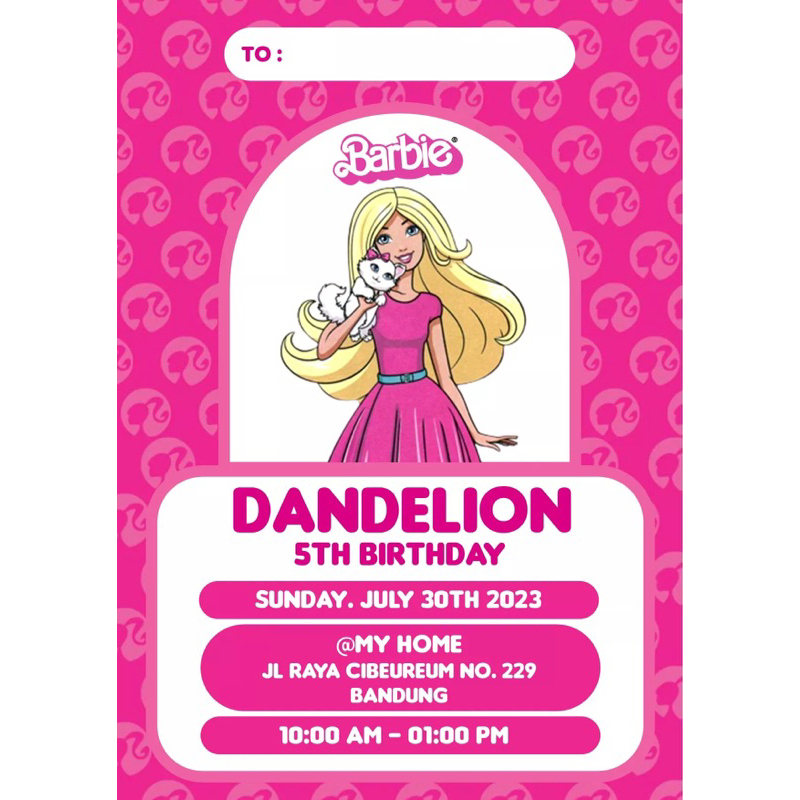 Birthday Invitation / Undangan Ulang Tahun tema Barbie 2