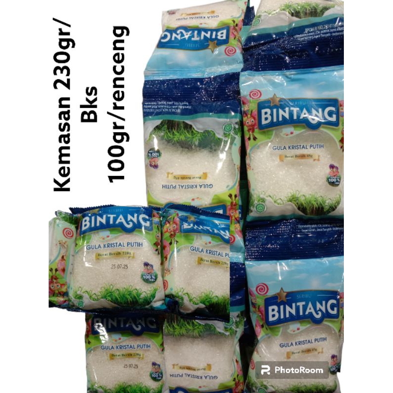 

GULA PASIR cap Bintang/GULA TEBU KUALITAS TOP kemasan 230/100/renceng