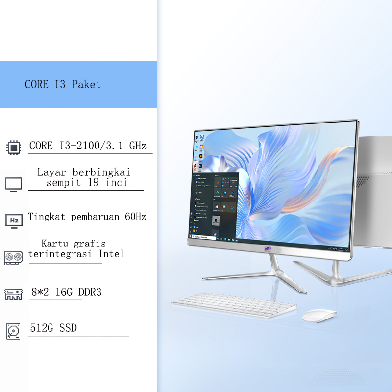 Komputer All-in-One Baru: Kinerja Optimal untuk Kerja dan Bermain - Intel Core i3, RAM 8GB/16GB + SSD 256GB/512GB, Layar 22/24 Inci, Windows 10-19