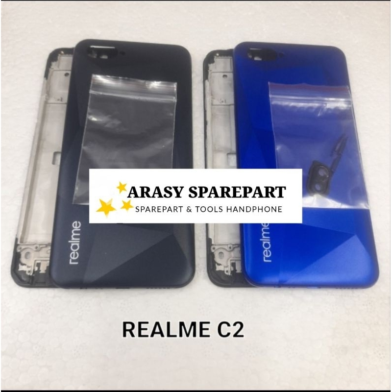 Housing Casing Fullset Realme c2 Tulang Frame dan Backdoor