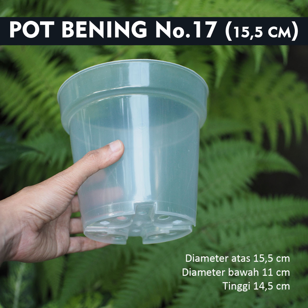 Pot Bening Plastik No.17 (15,5 cm) - Pot Bening Poros - Pot Bening Transparan