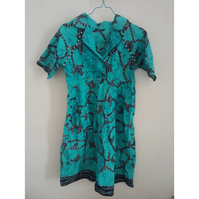 Dress batik tulis madura biru preloved
