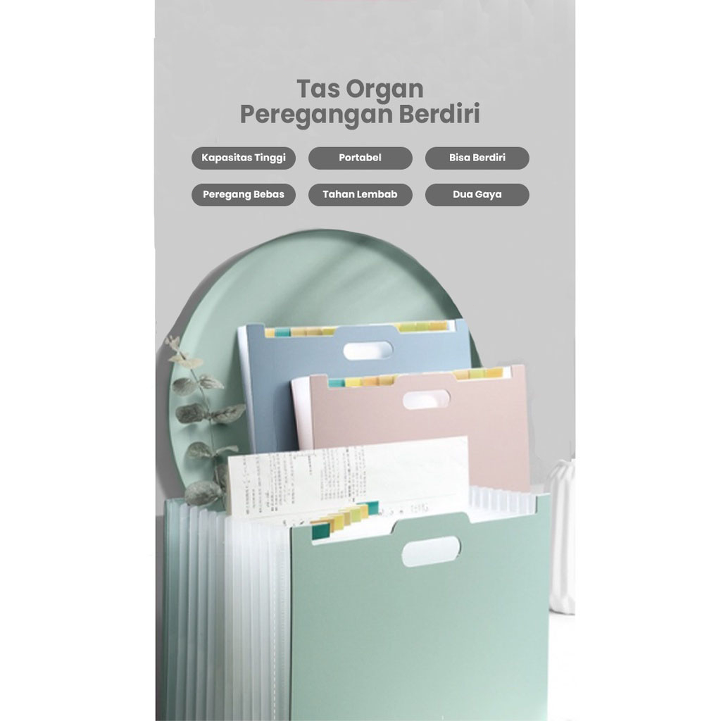

Adn AQINGStanding file A4/ File folder document bag/ Tas dokumen file 13 sekat