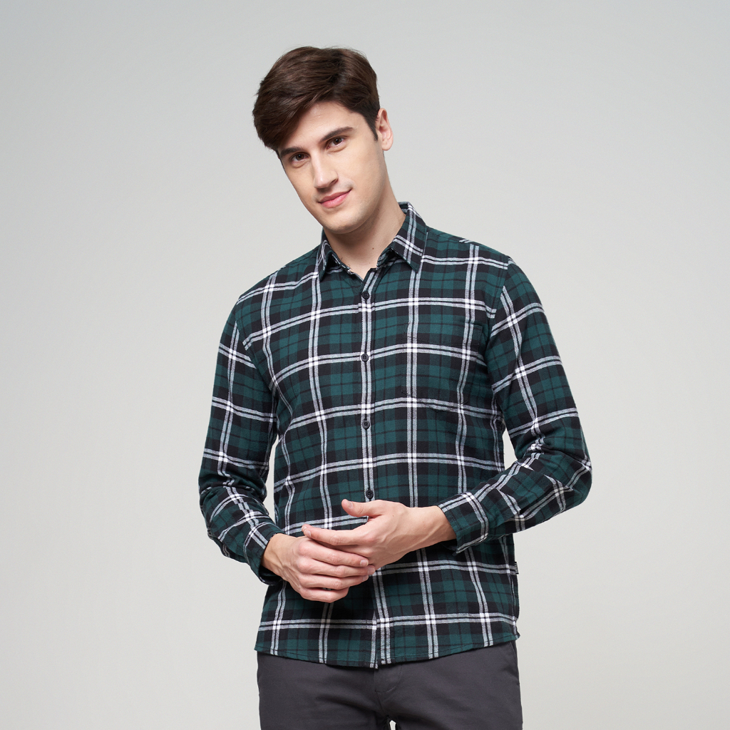 GABRIELLE Kemeja Flanel Kotak-Kotak Pria Lengan Panjang Regular Fit BAAC172M0323