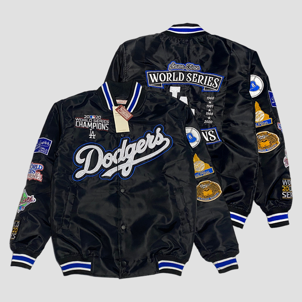 BASEBALL VARSITY JACKET LA DODGERS BLACK FULL EMBROIDERY FOR UNISEX