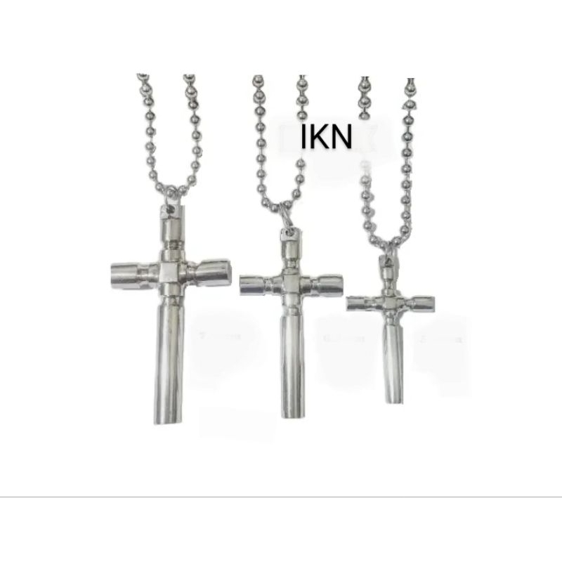 Kalung Salib Baja Putih Pria wanita anti karat