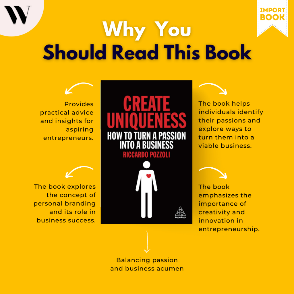 Buku impor bisnis "Create Uniqueness: How to Turn a Passion Into a Business" by Riccardo Pozzoli ter