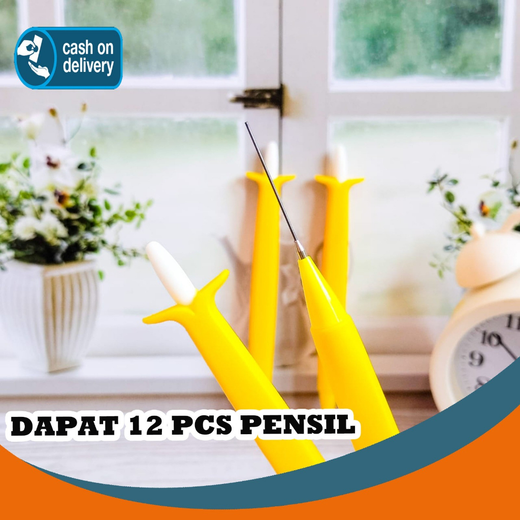 

SELUSIN PENSIL CETEK PISANG ISI 12 PCS PENCIL MEKANIK FRUIT FULLBODY KADO UNIK TERUMURAH ORIGINAL