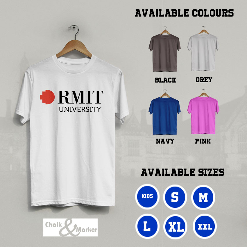 Basic/10 Kaos Campus RMIT University Melbourne Australia Logo T-shirt Anak dan Dewasa