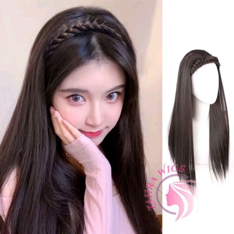 Wig Bando Rambut Panjang Lurus Wig Wanita Bando Rambut Lurus Blow