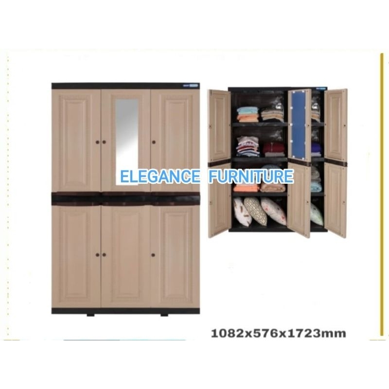 Lemari Plastik 3 Pintu Full Rak PEKANBARU saja