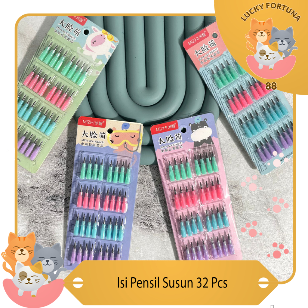 

Isi Pensil Susun 32 Pcs Isi Pensil susun 1 Card isi 32 Pcs Refill Pensil susun