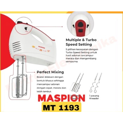 MASPION MT 1193 / HAND MIXER TANGAN WITH TURBO