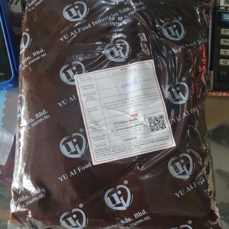 

selai kacang 3kg MURAHH merah red bean paste merk yu-ai yuai yu ai kemasanoriginal