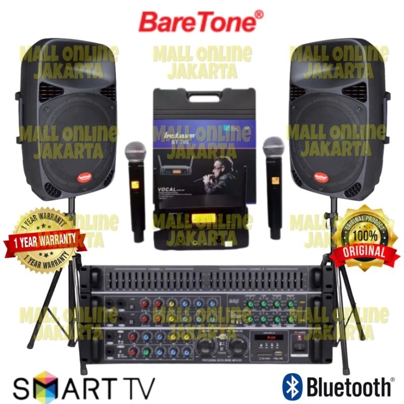 Paket karaoke Baretone 15 inch bluetooth original sound system