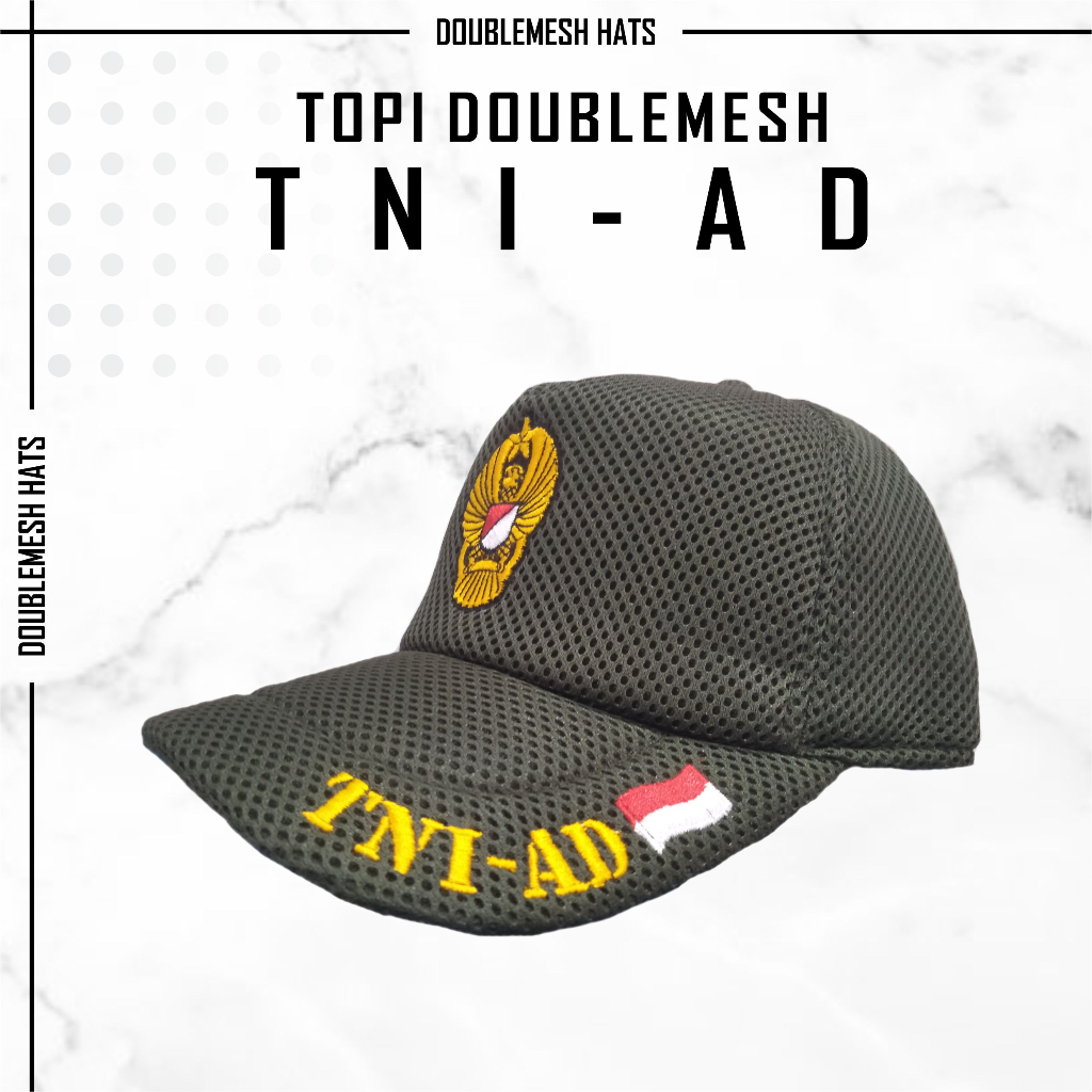 Topi Lapangan Doublemesh / Jaring Hijau Bordir TNI AD