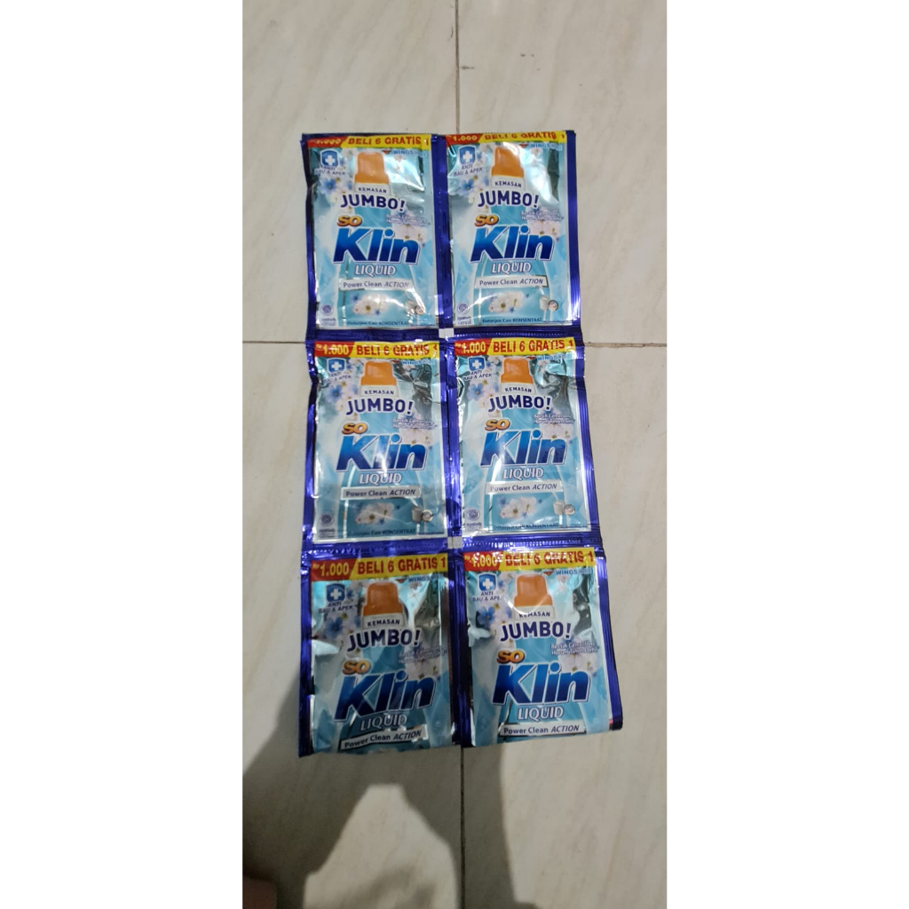 SOKLIN CAIR LIQUID SACHET/ SOKLIN DETERGEN RENCENG/ SO KLIN SACHET 1000