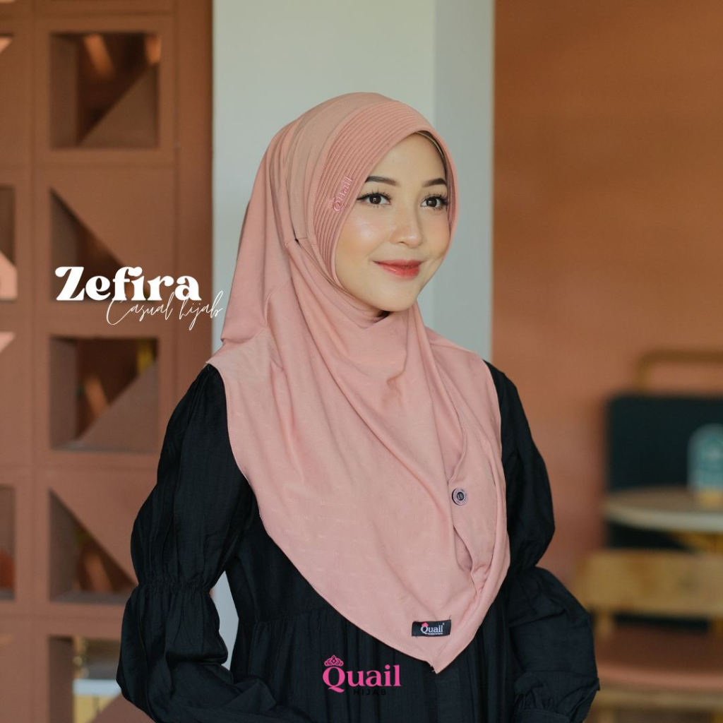 Jilbab ZEFIRA Oirignal Quail Hijab Instan Jersey Premium Aksen Kancing Terbaru COD Distributor Resmi