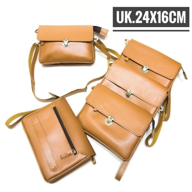 tas selempang plus handbag untuk pria dan wanita kulit sapi asli khas garut