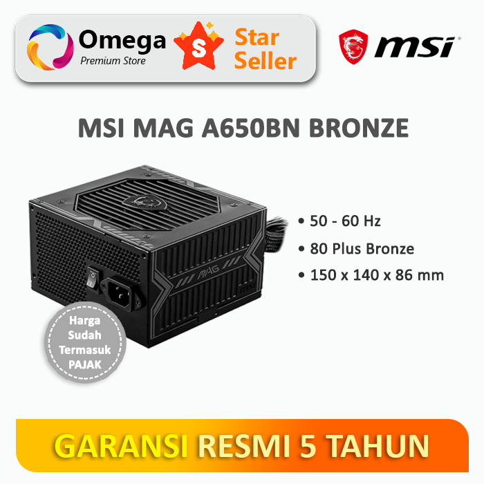 MSI MAG A650BN Power Supply 80+ Bronze