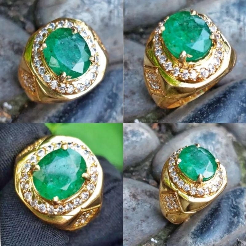 Cincin Batu Permata Emerald Beryl Jamrud zambia