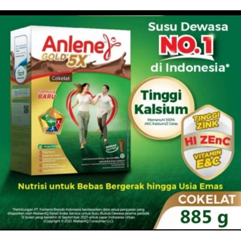 

Anlene Gold Plus 5X Rasa Coklat Susu Dewasa 885 Gram Cokelat