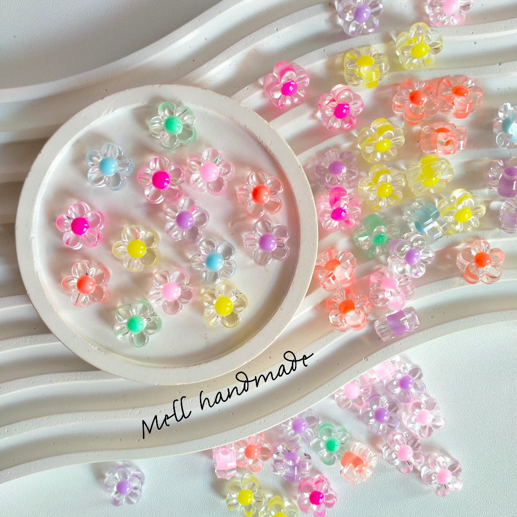 50 Pcs Manik Mote Bunga Bening -Manik Mote isi Bunga