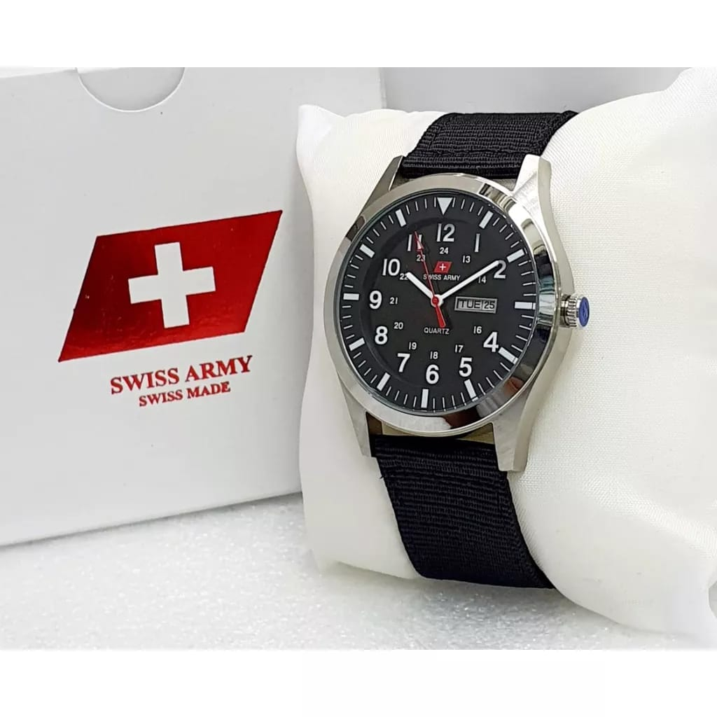 Jam Tangan Pria Swiss Original Army 1881 Bahan Kanvas Hari Tanggal Aktif/Jam Tangan Analaog Pria Ter
